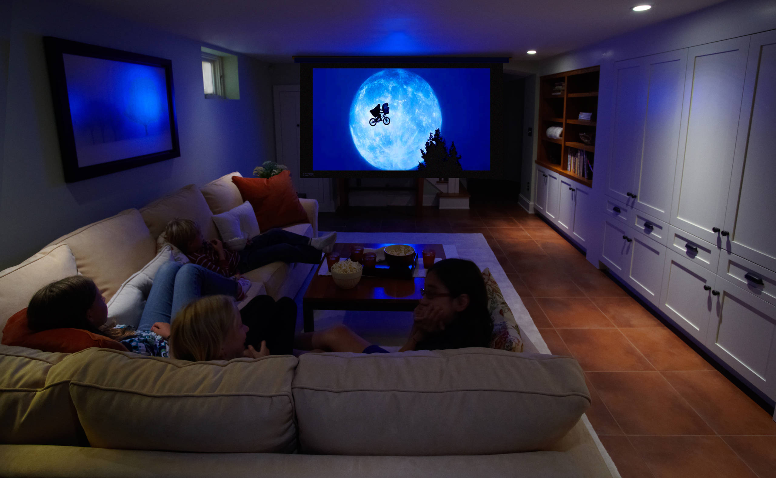 Cozy Home Theater, Basement Family Room