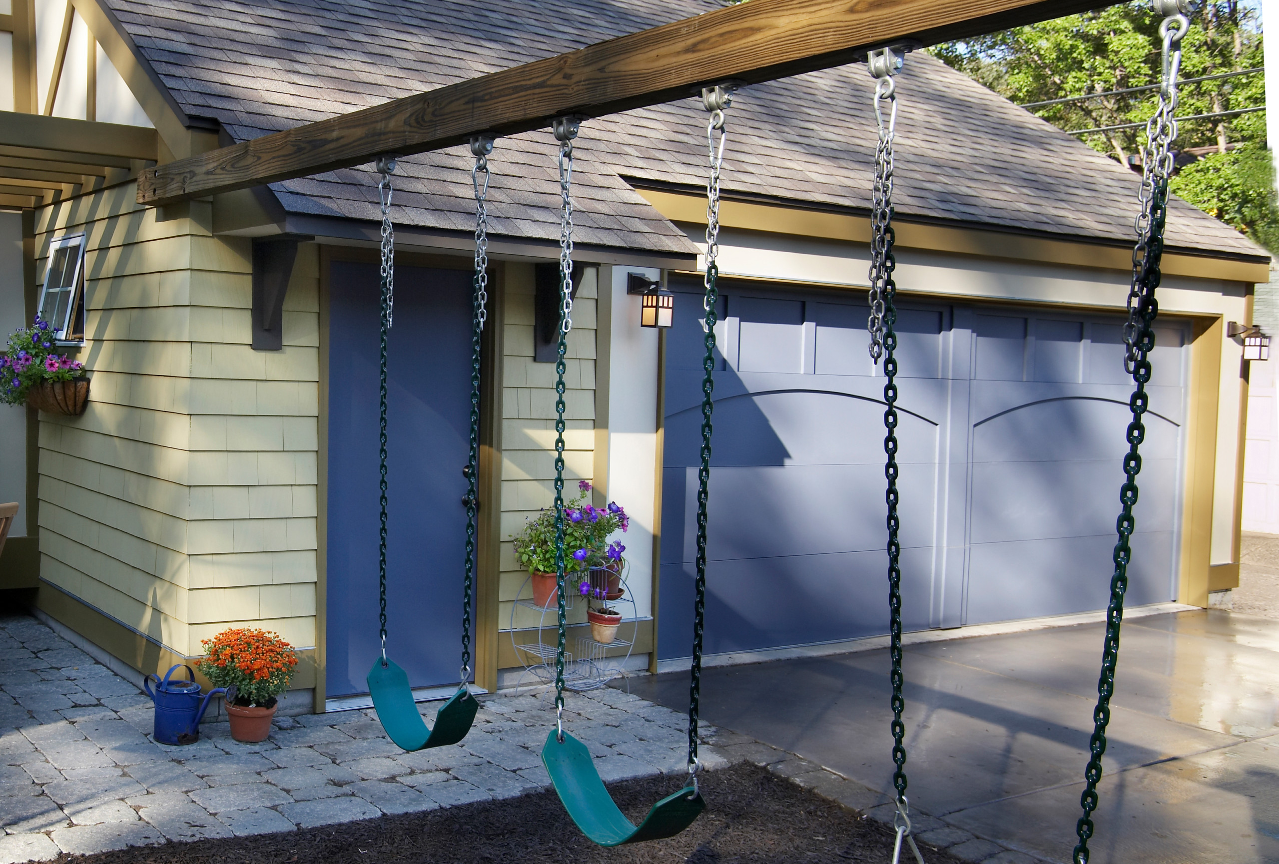 Outdoor Urban Retreat - Garage with Integrated Swing Set